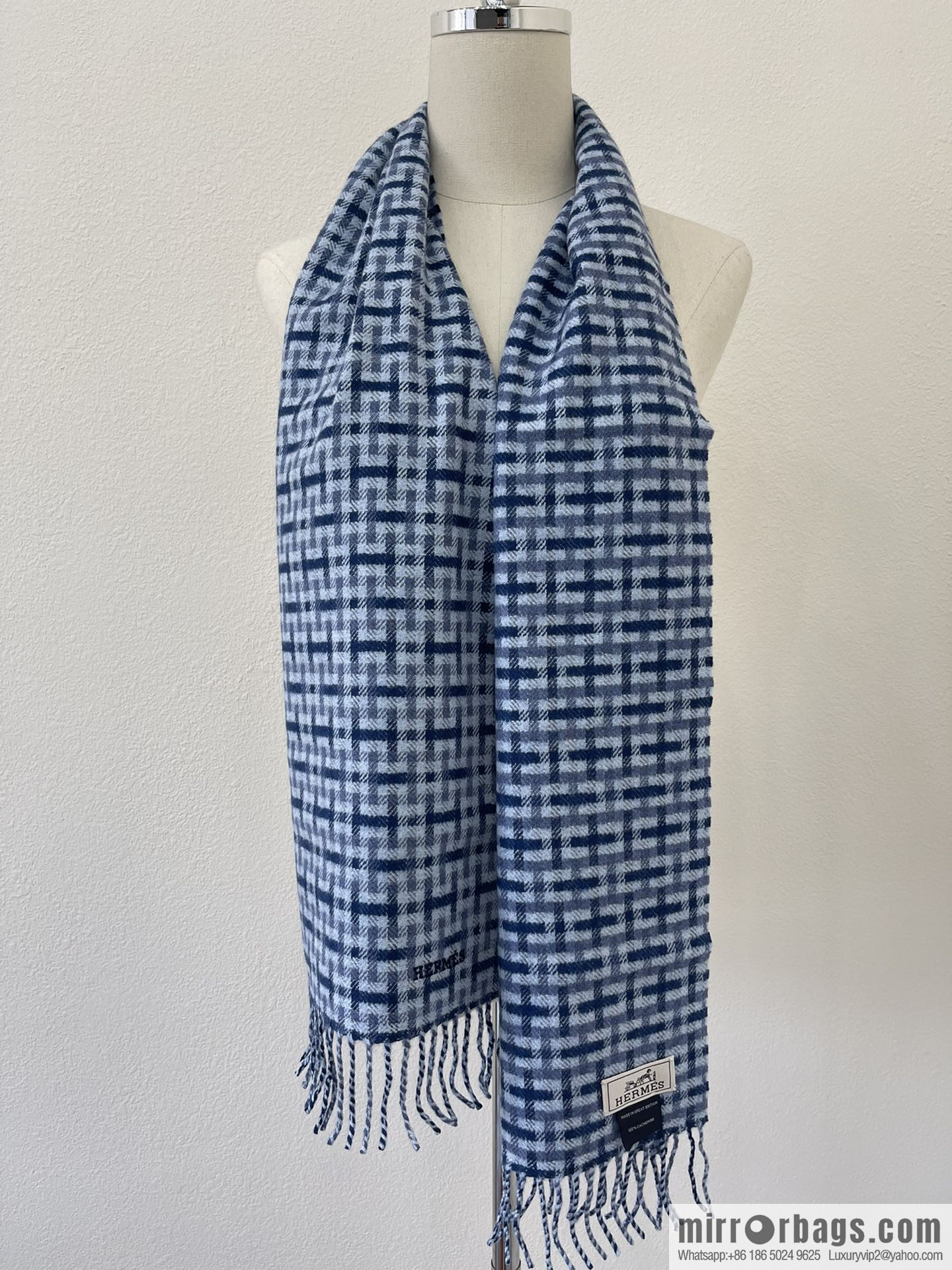 Hermes Hermes Plaid'H 'Pattern Cashmere Scarf