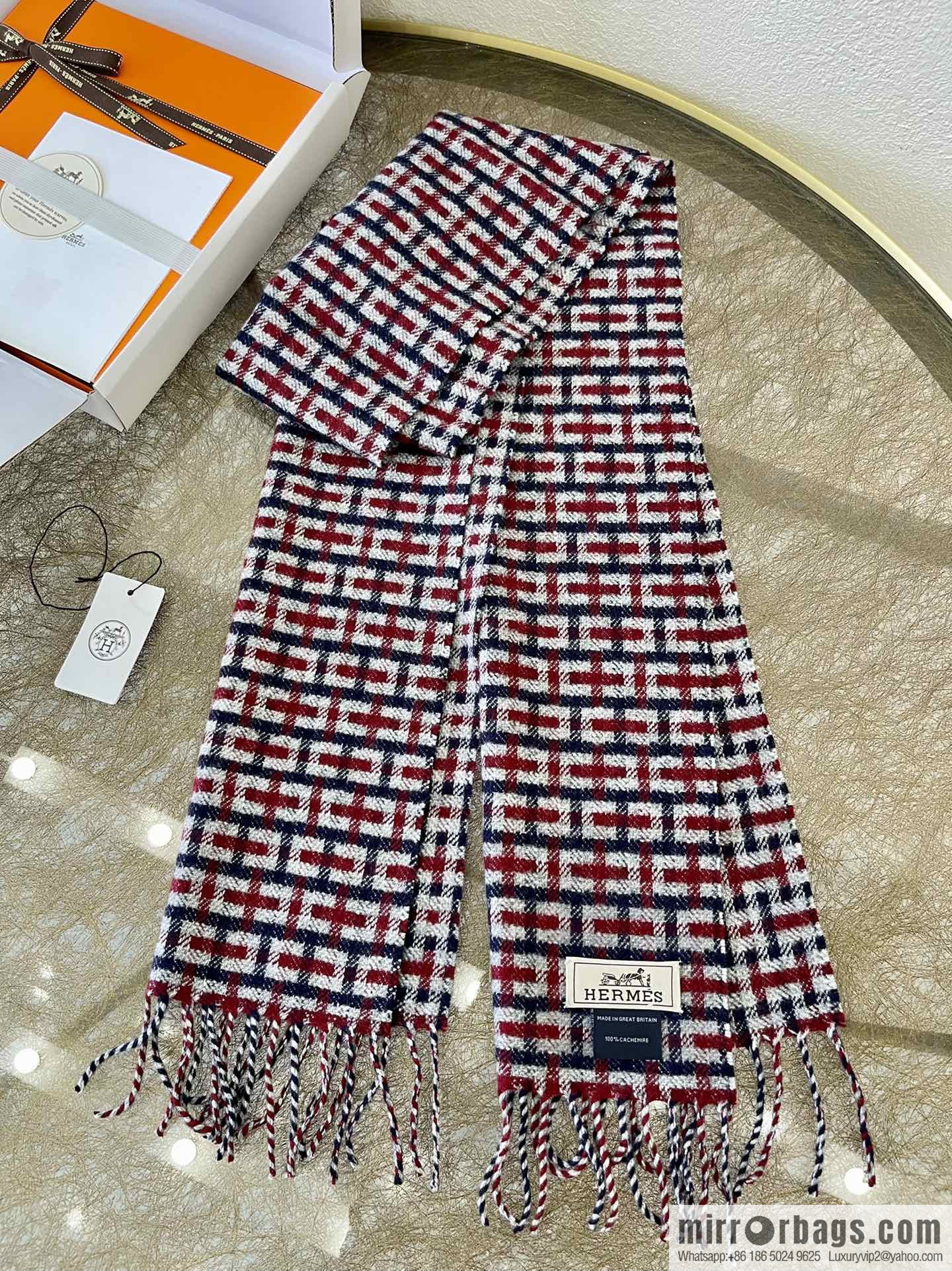 Hermes Hermes Plaid'H 'Pattern Cashmere Scarf