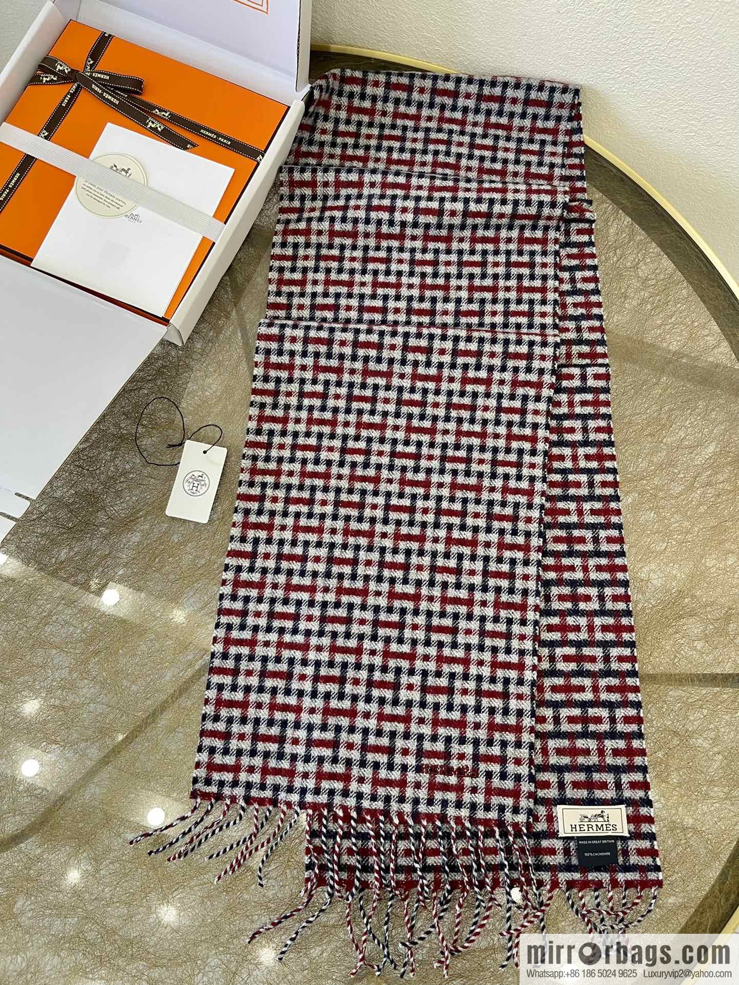 Hermes Hermes Plaid'H 'Pattern Cashmere Scarf