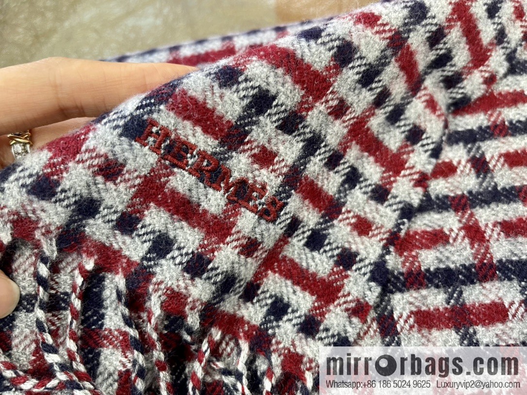 Hermes Hermes Plaid'H 'Pattern Cashmere Scarf