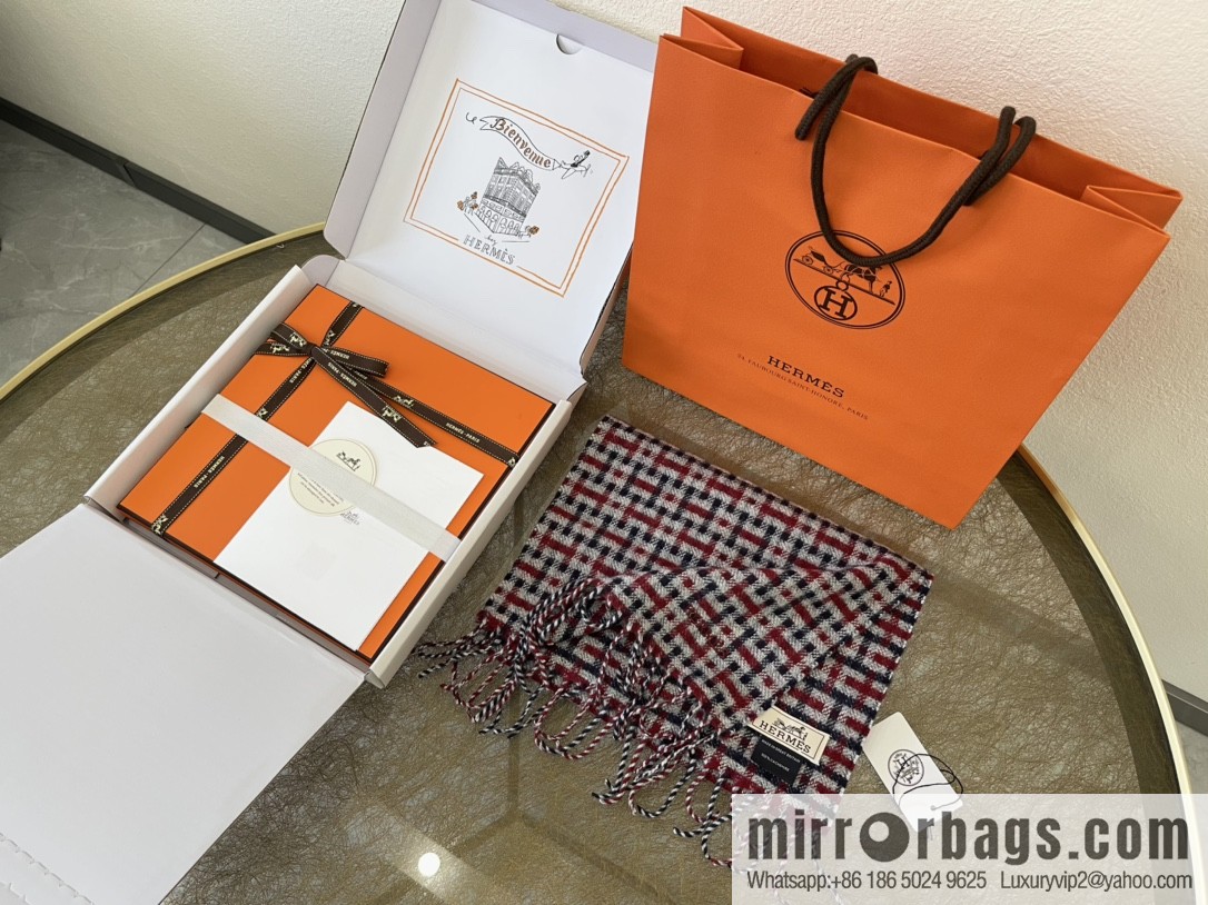 Hermes Hermes Plaid'H 'Pattern Cashmere Scarf