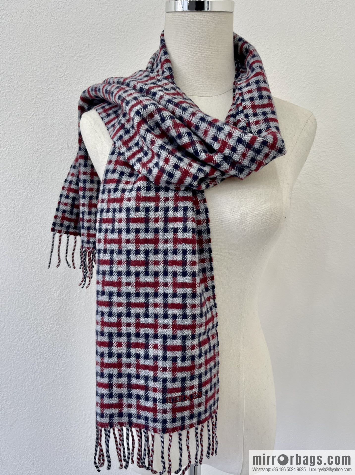 Hermes Hermes Plaid'H 'Pattern Cashmere Scarf