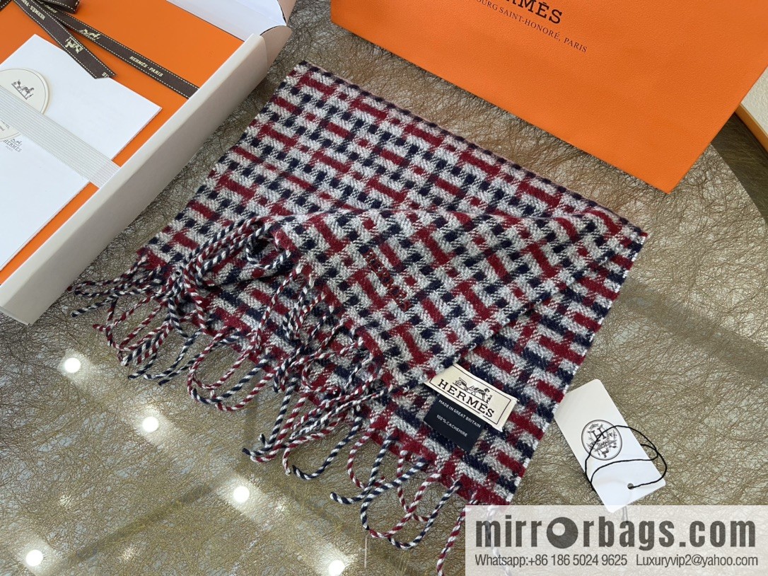 Hermes Hermes Plaid'H 'Pattern Cashmere Scarf