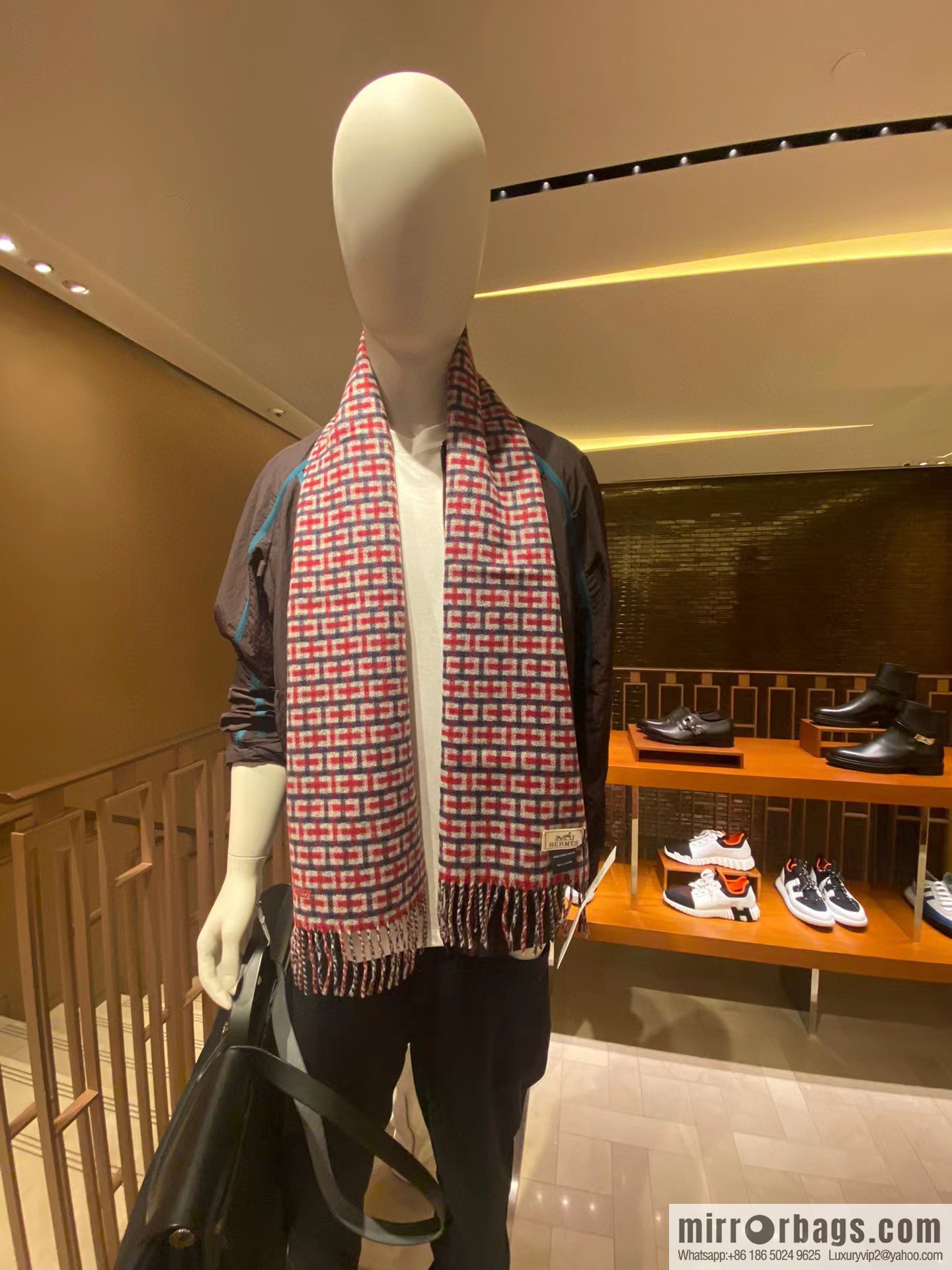 Hermes Hermes Plaid'H 'Pattern Cashmere Scarf