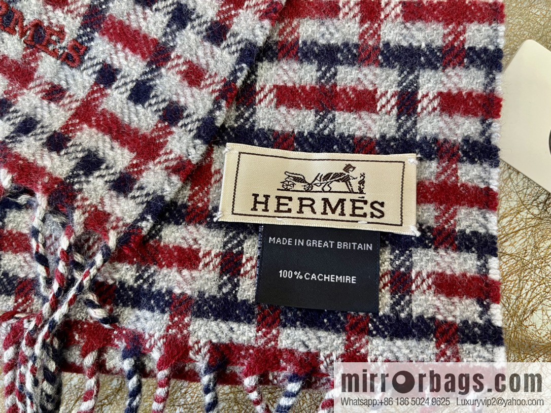 Hermes Hermes Plaid'H 'Pattern Cashmere Scarf