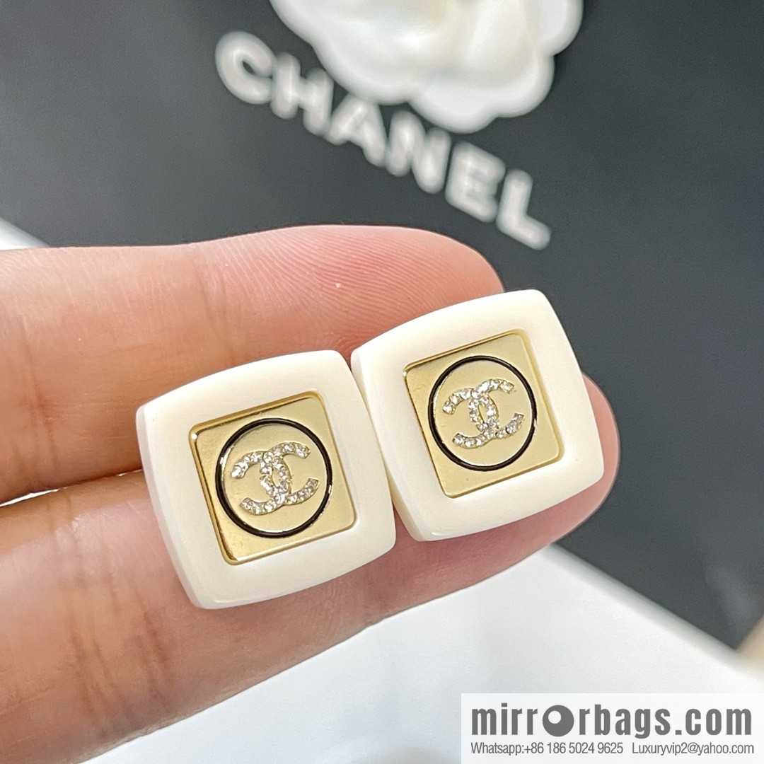 New ☑️ Chanel double c square stud earrings