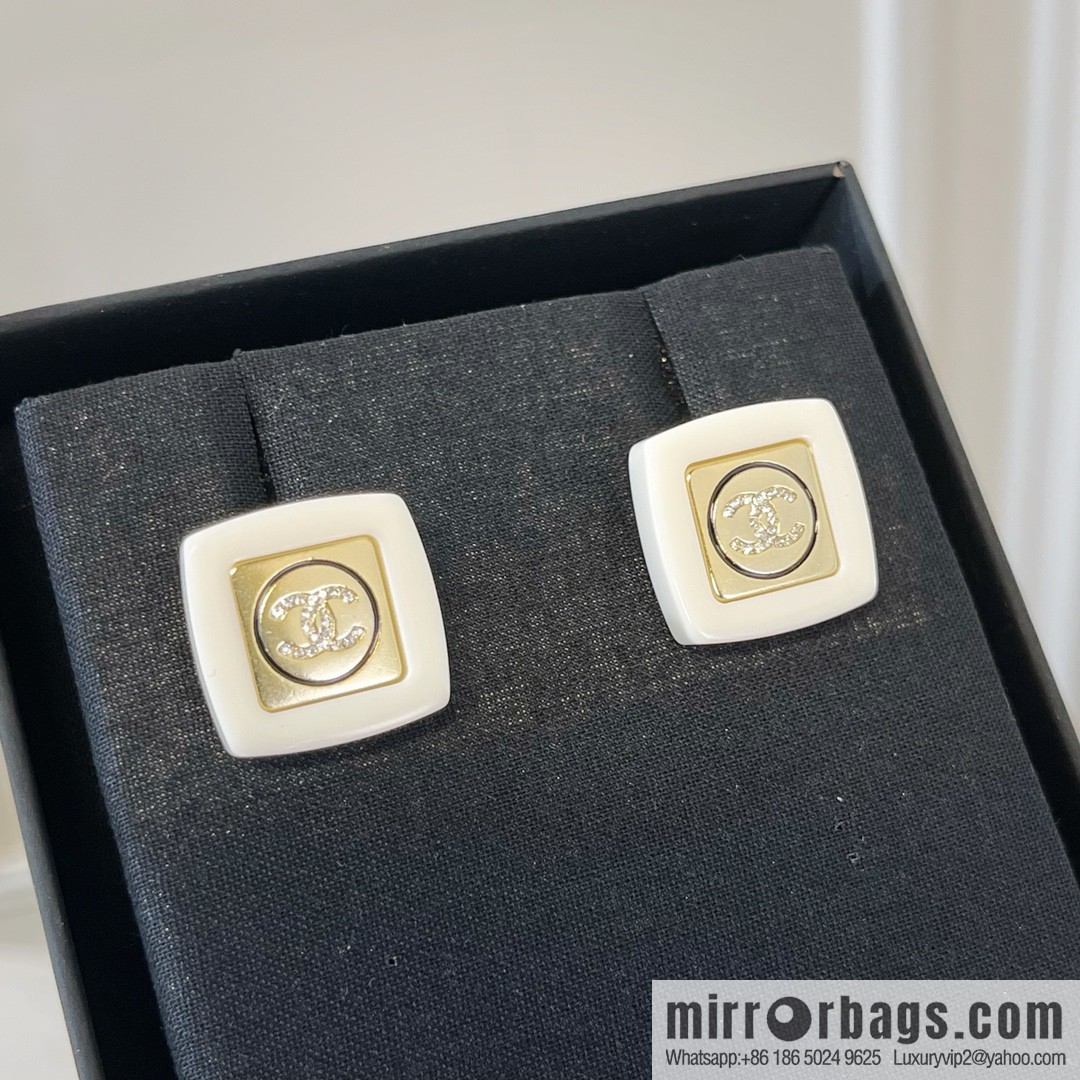 New ☑️ Chanel double c square stud earrings