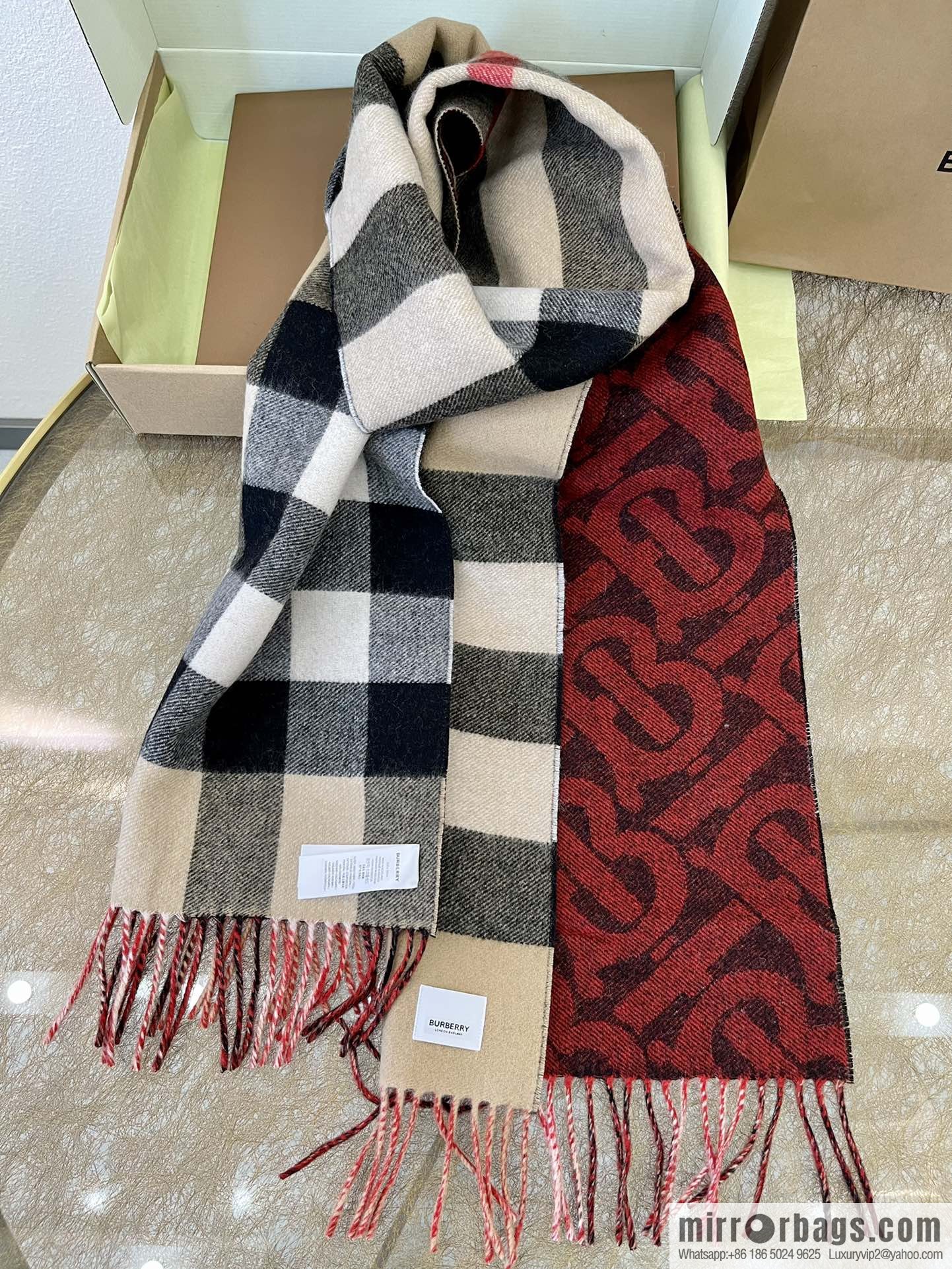 Burberry Jacquard Worsted Cashmere Scarf