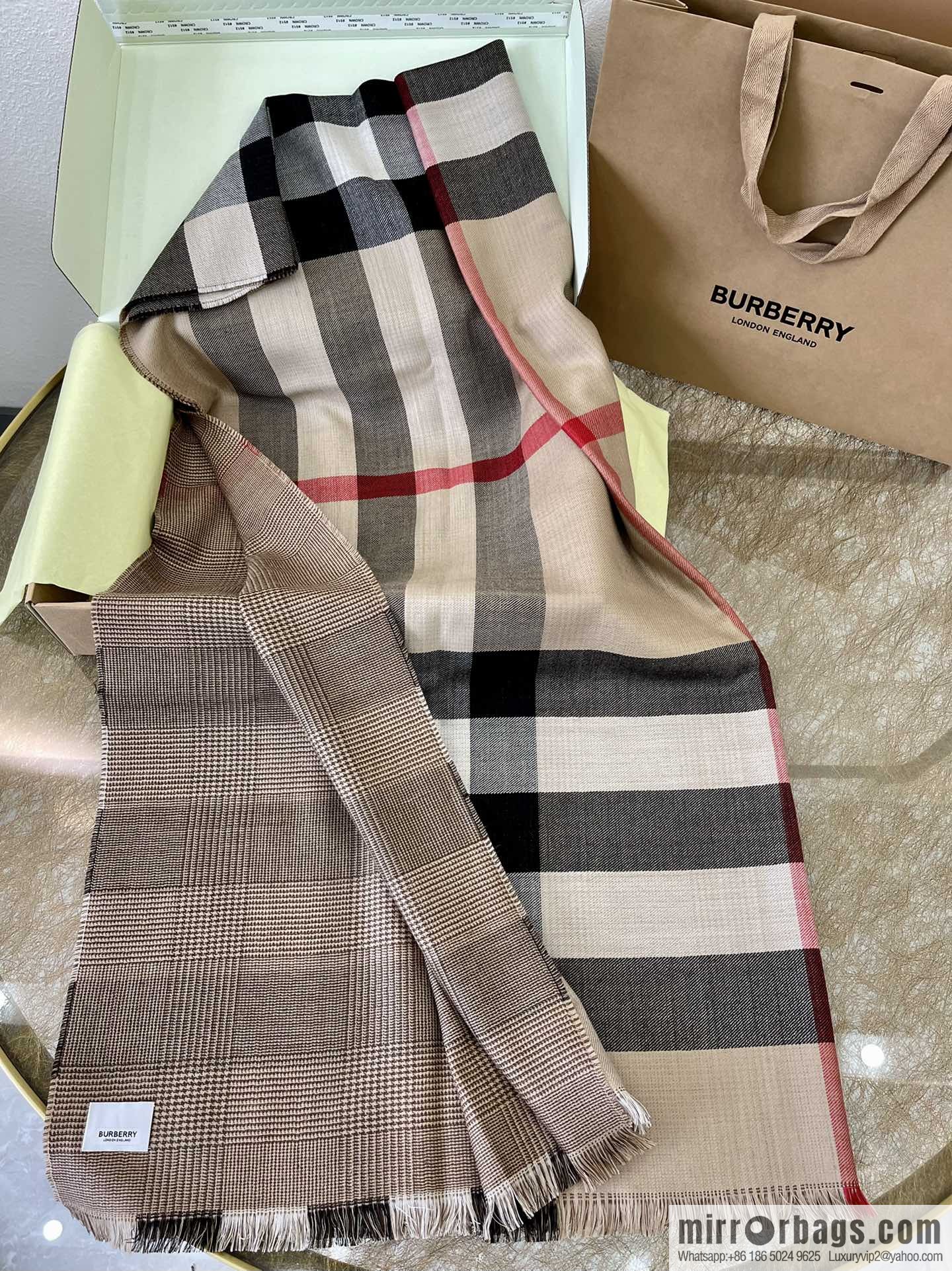 Burberry 100% Cashmere Double Sided Scarf Large Shawl
