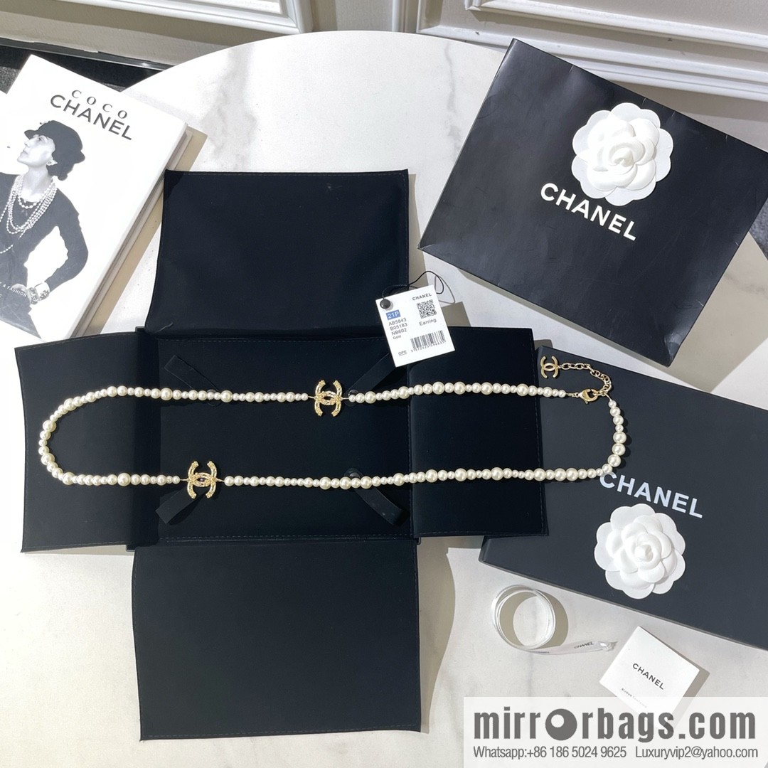 New ☑️ Chanel double c pearl sweater chain necklace