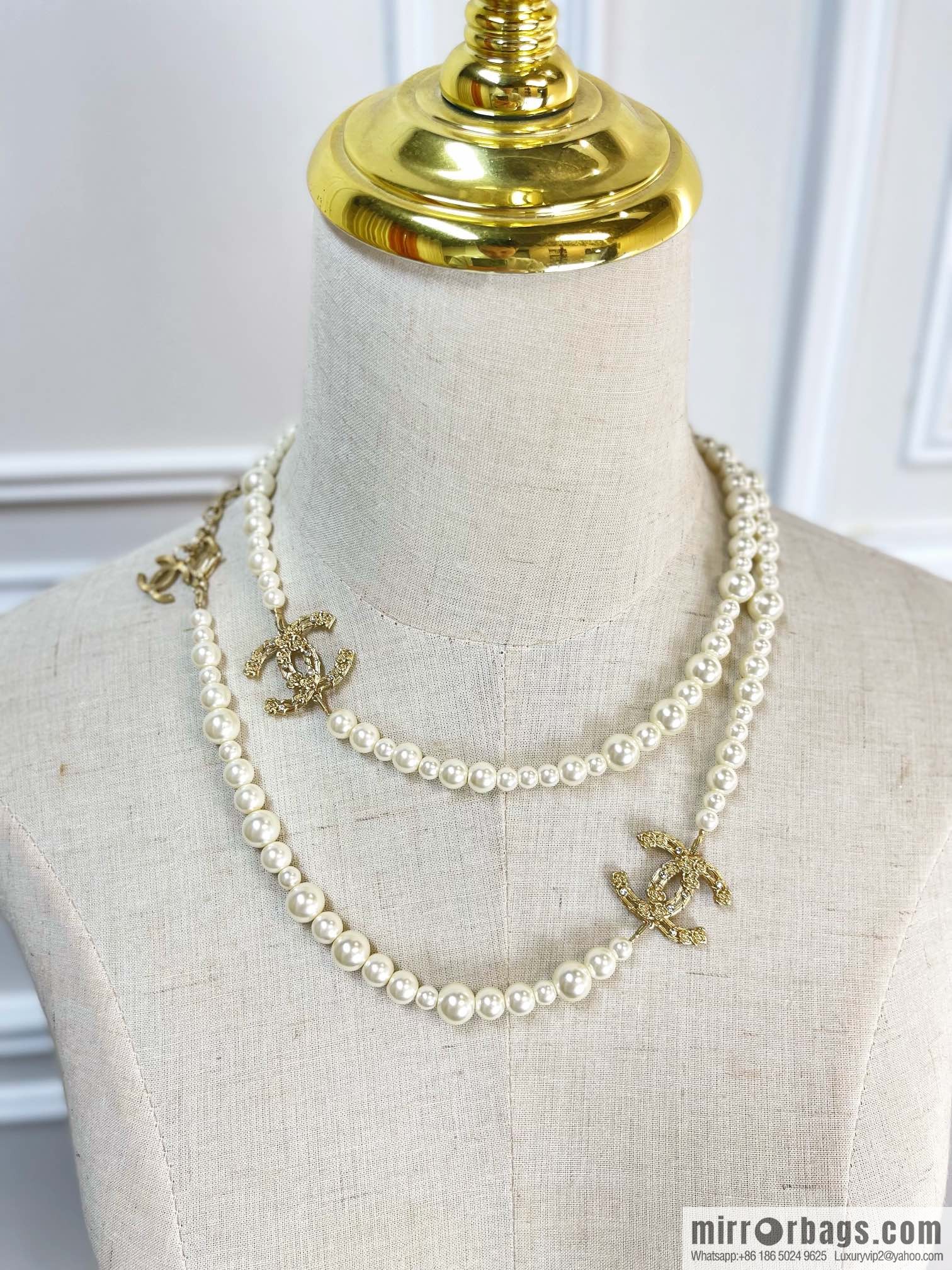 New ☑️ Chanel double c pearl sweater chain necklace