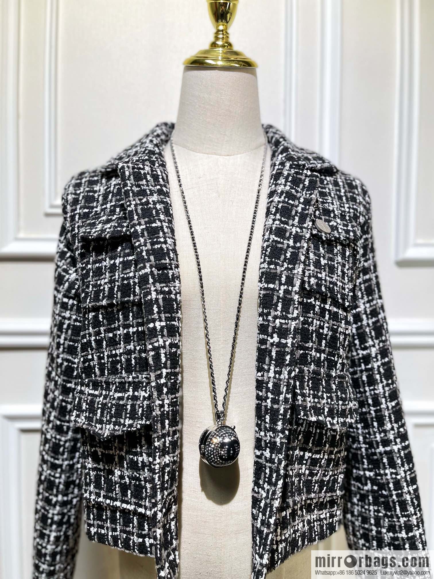 Chanel full diamond double c mirror ball necklace sweater chain