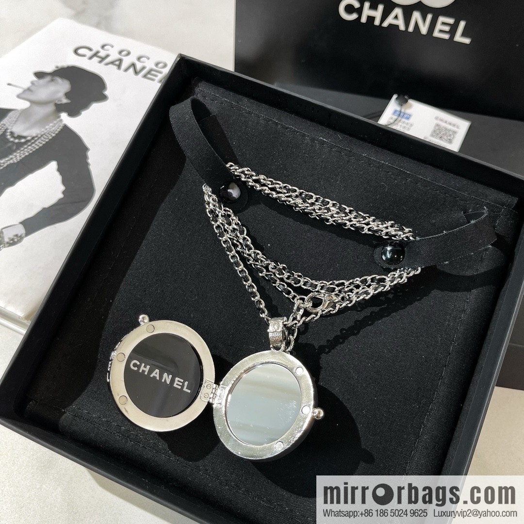 Chanel full diamond double c mirror ball necklace sweater chain