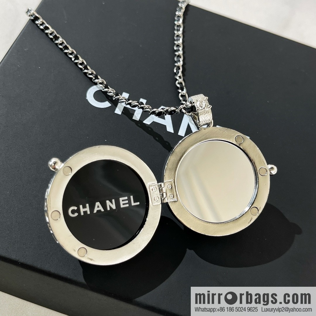 Chanel full diamond double c mirror ball necklace sweater chain