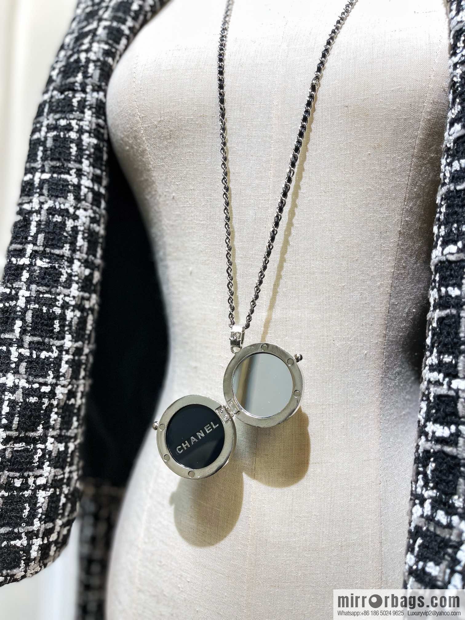 Chanel full diamond double c mirror ball necklace sweater chain
