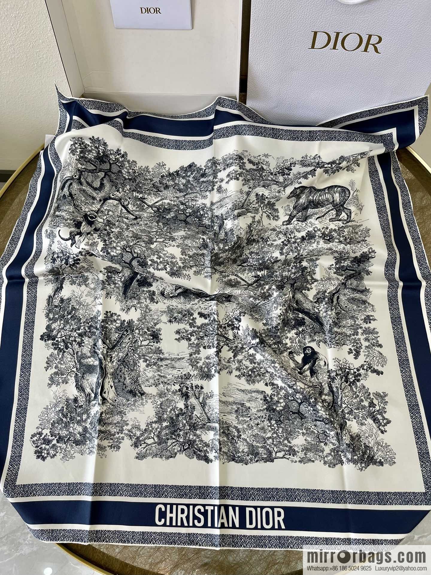 Dior 100% Silk New Sauvage Printed Square Towel