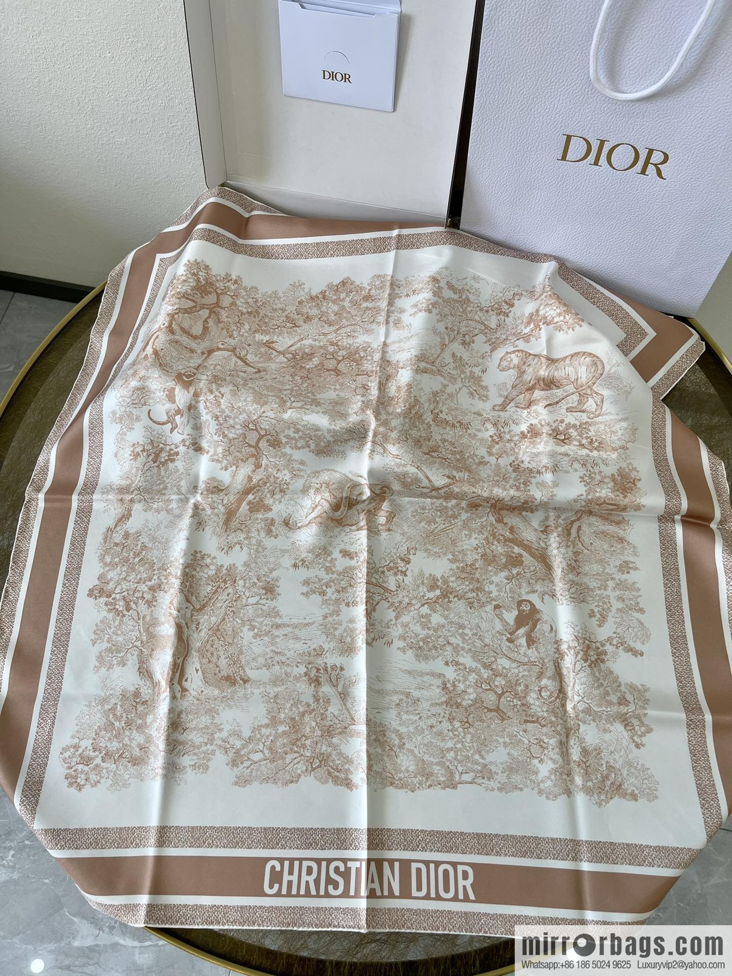 Dior 100% Silk New Sauvage Printed Square Towel