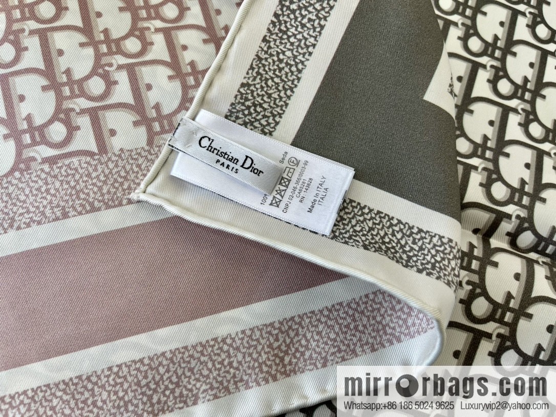 Dior D • Alphabet double-sided color matching gray rose powder square scarf