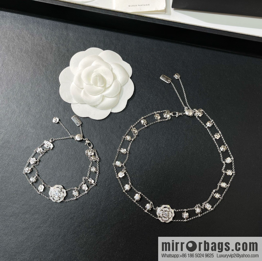 New ☑️ Chanel double c double layer camellia necklace bracelet