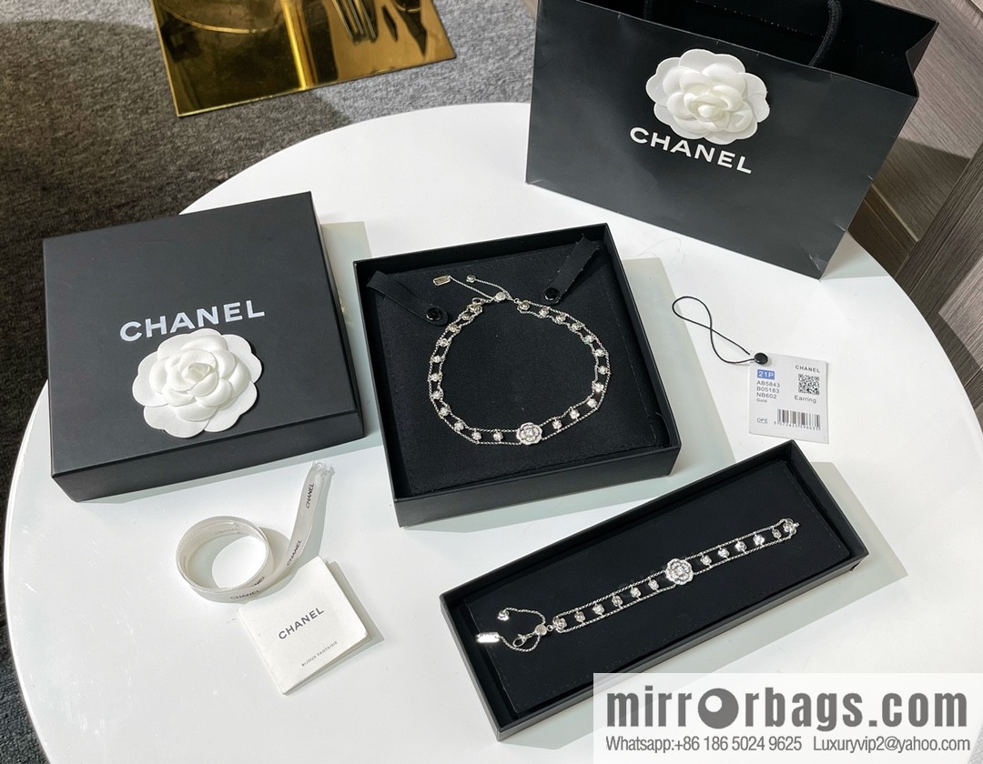 New ☑️ Chanel double c double layer camellia necklace bracelet