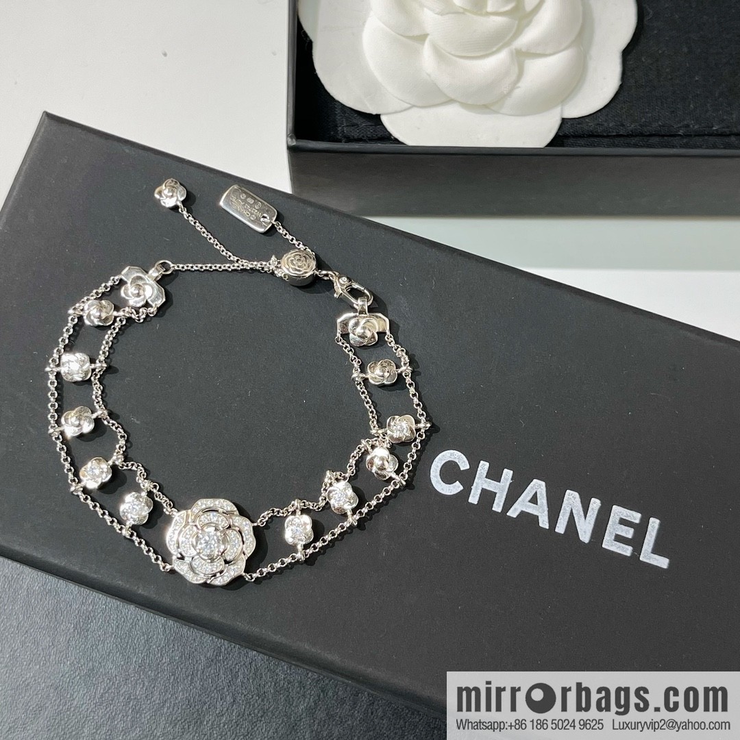 New ☑️ Chanel double c double layer camellia necklace bracelet