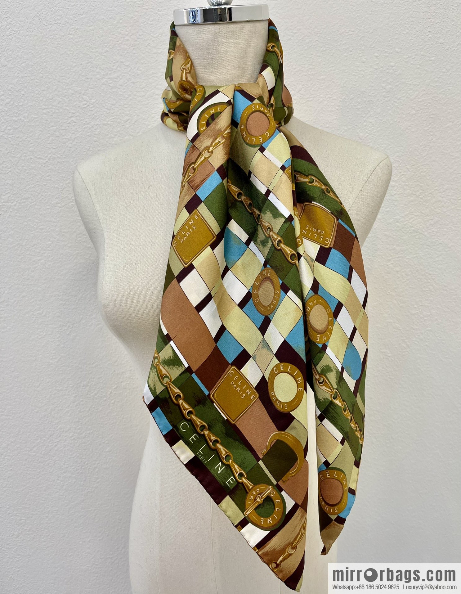 CELINE 100% silk medieval silk scarf
