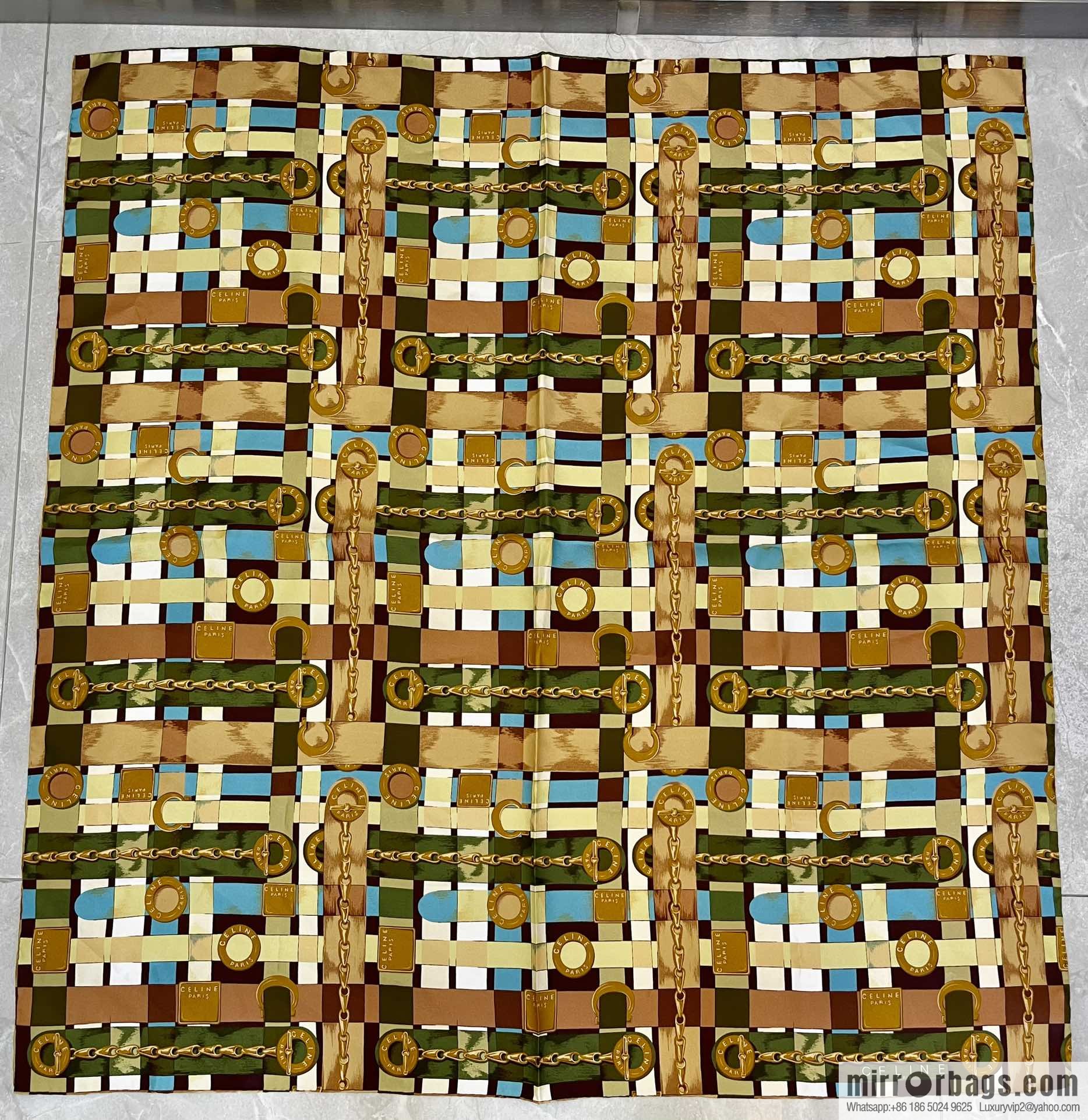 CELINE 100% silk medieval silk scarf
