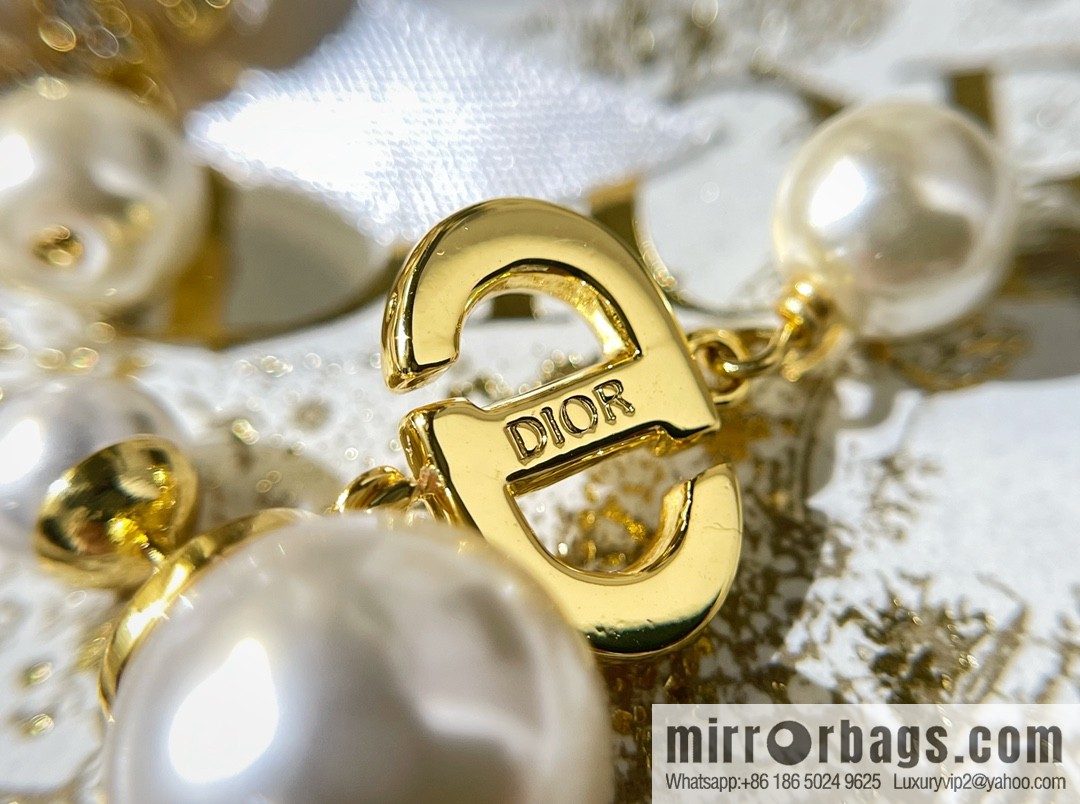 New ☑️ Dior full diamond CD size pearl stud earrings