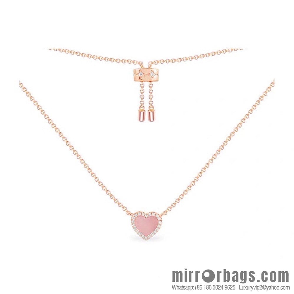 APM Monaco pink mother shell love necklace adjustable