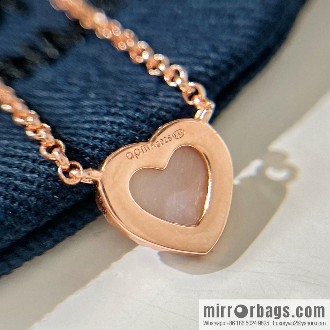APM Monaco pink mother shell love necklace adjustable