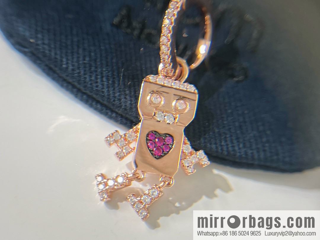 APM Monaco pink robot necklace stud earrings