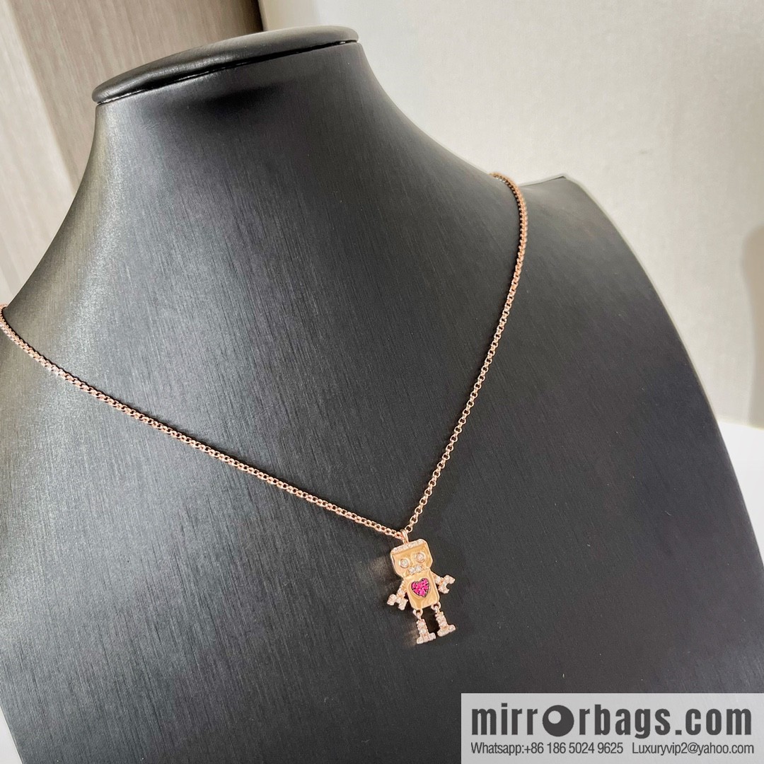 APM Monaco pink robot necklace stud earrings