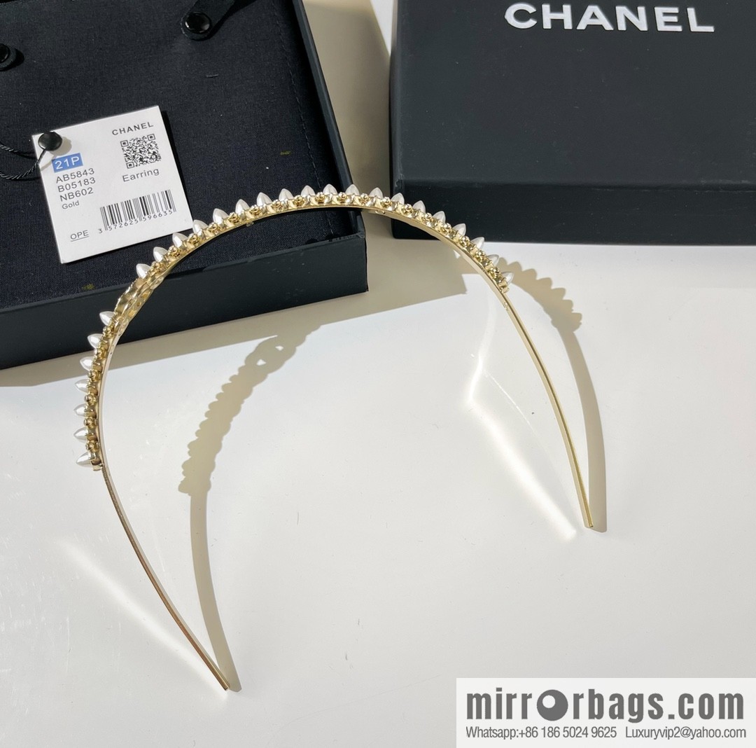 New ☑️ Chanel double c white nail pearl headband