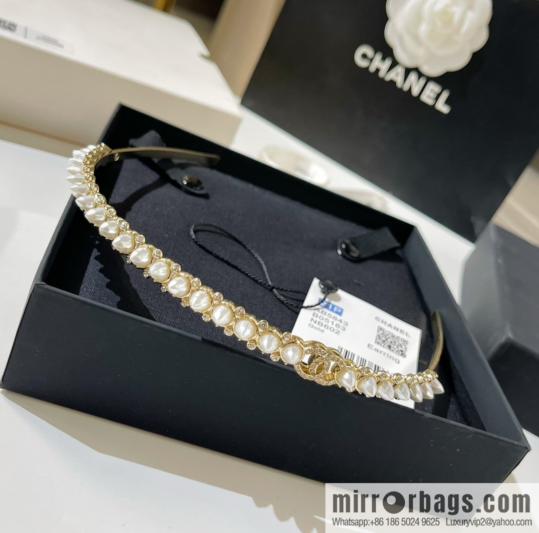 New ☑️ Chanel double c white nail pearl headband