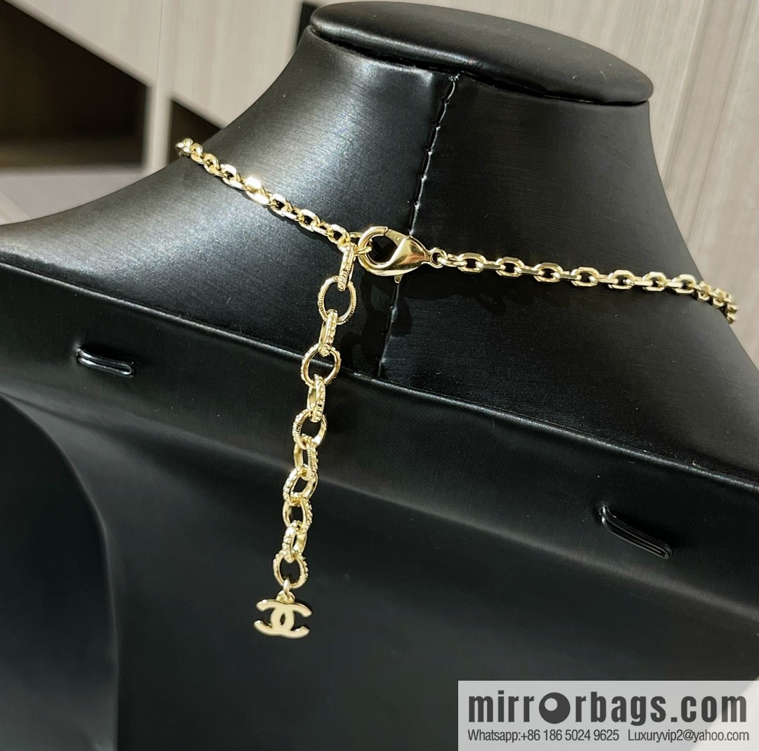 2021 new Chanel square spade heart double c necklace