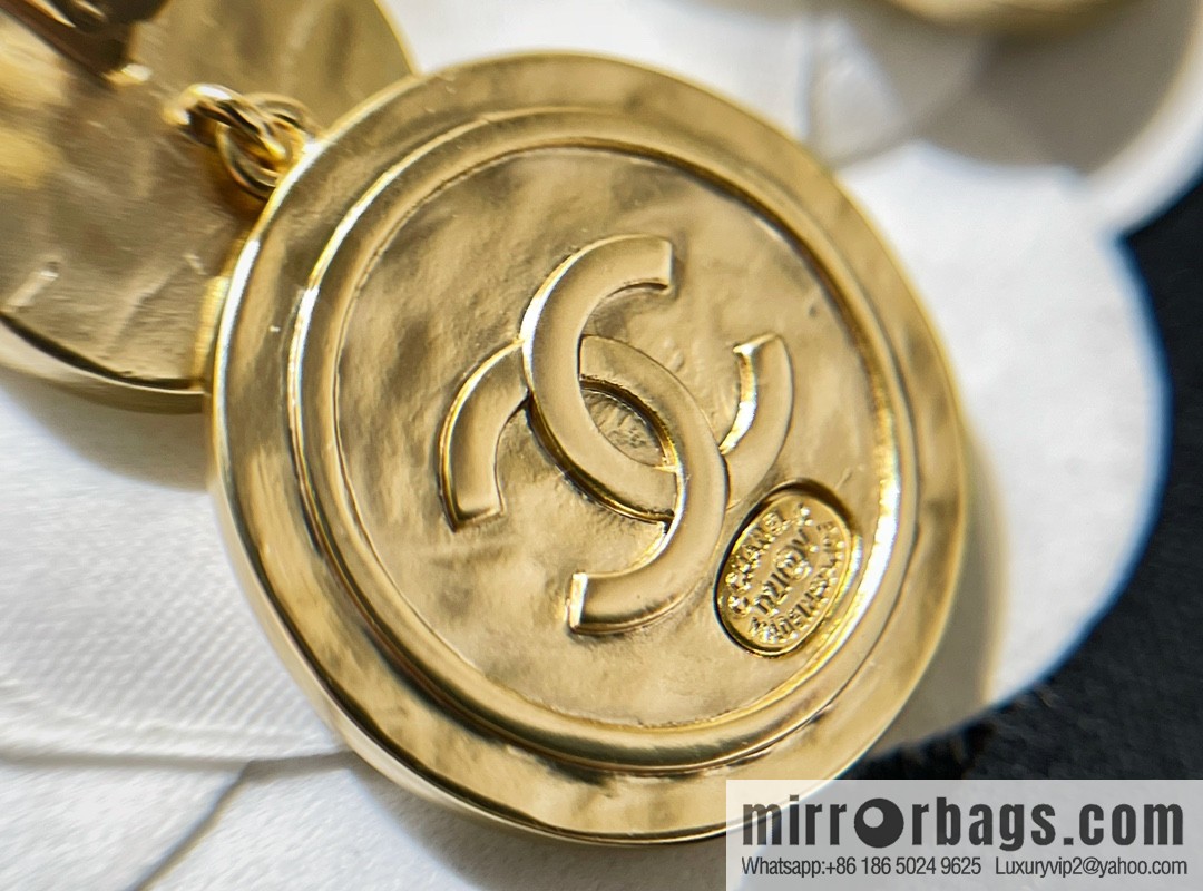 New ☑️ Chanel double c ancient round gold coin stud earrings