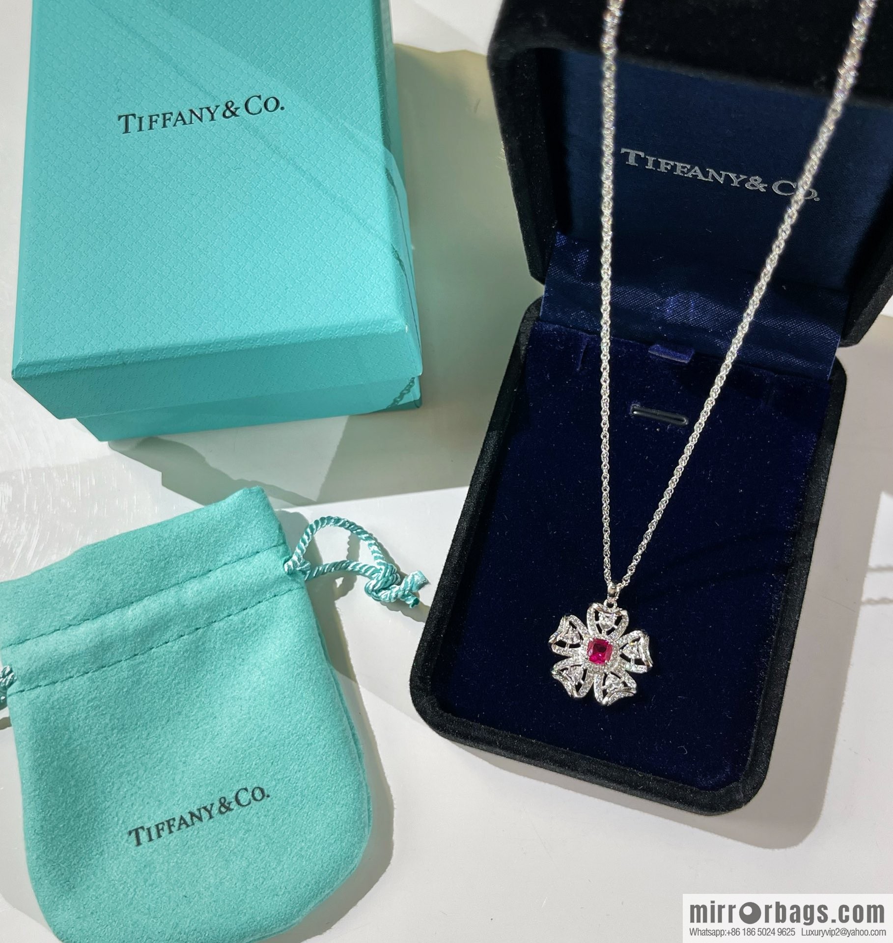 New ☑️ Tiffany & Co. Tiffany & Co. Clover Ruby necklace stud earrings