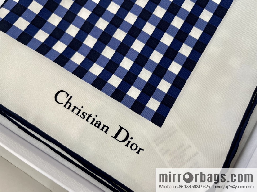 Dior 100% Mulberry Silk D-Little Vichy Square Towel