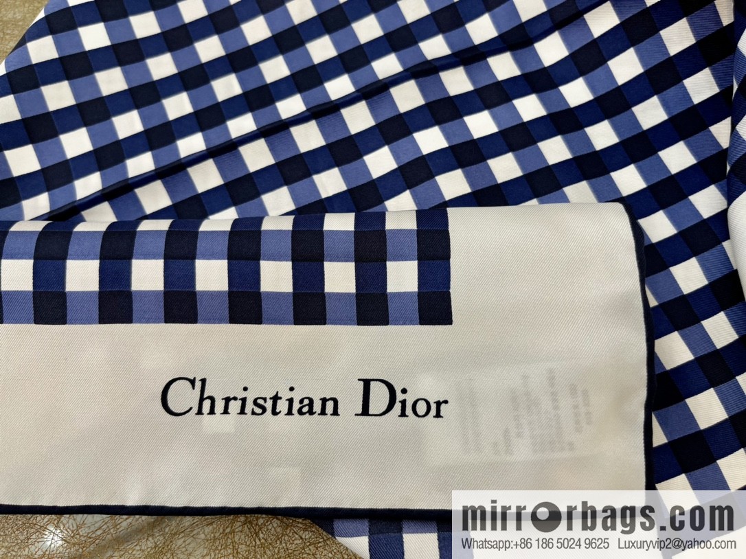 Dior 100% Mulberry Silk D-Little Vichy Square Towel