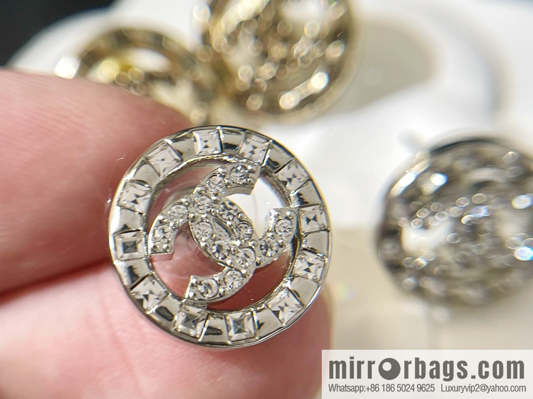 New ☑️ Chanel double c round rhinestone stud earrings