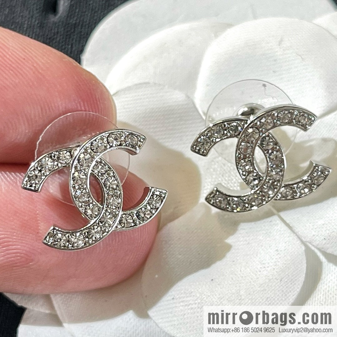New ☑️ Chanel double c full diamond stud earrings