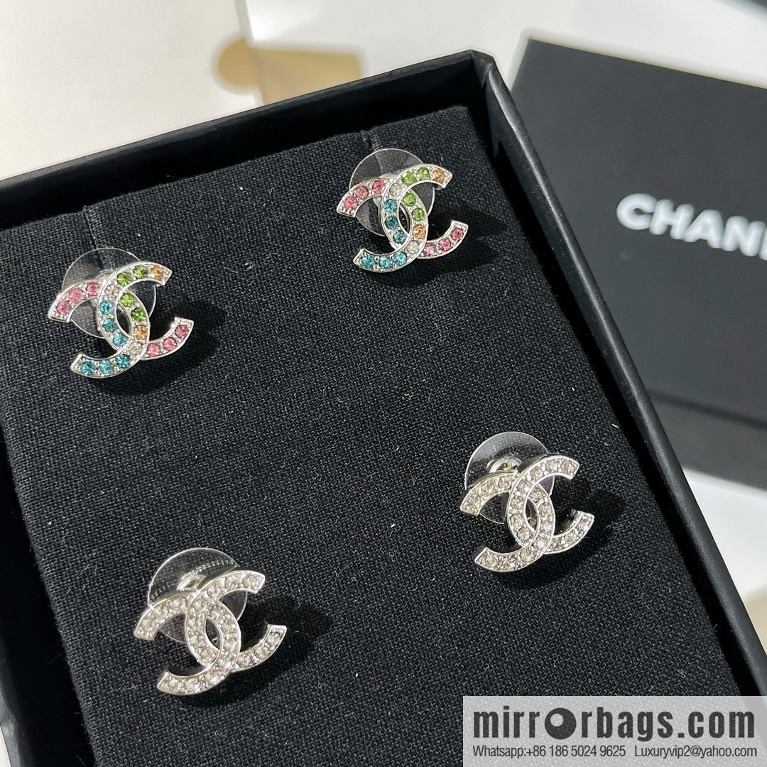 New ☑️ Chanel double c full diamond stud earrings