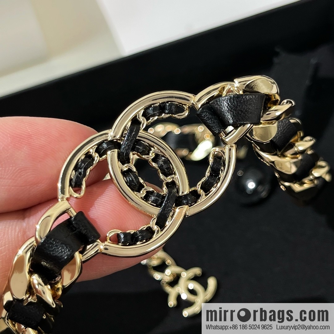 New ☑️ Chanel double c black leather rope necklace