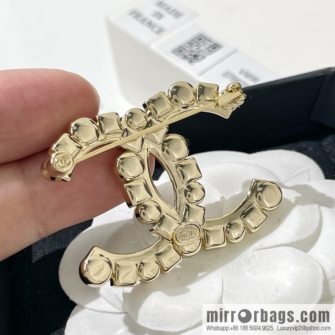 New ☑️ Chanel double c black square diamond pearl brooch