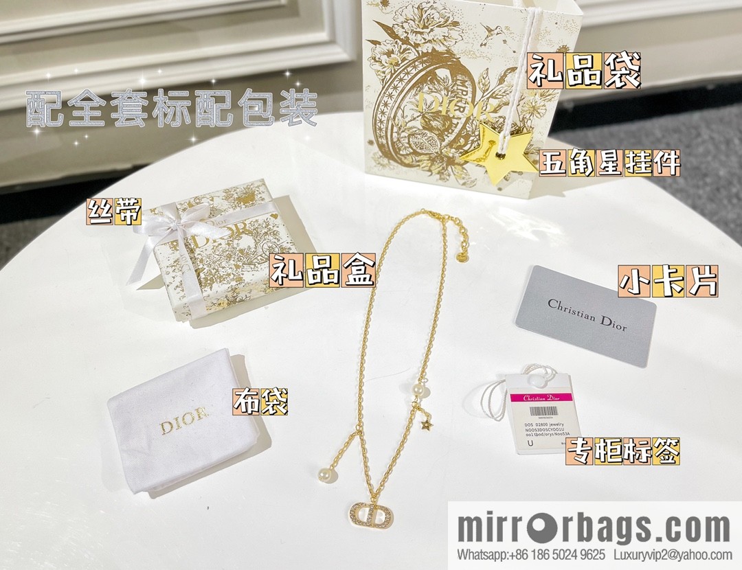 New ☑️ Dior gold CD pearl star necklace