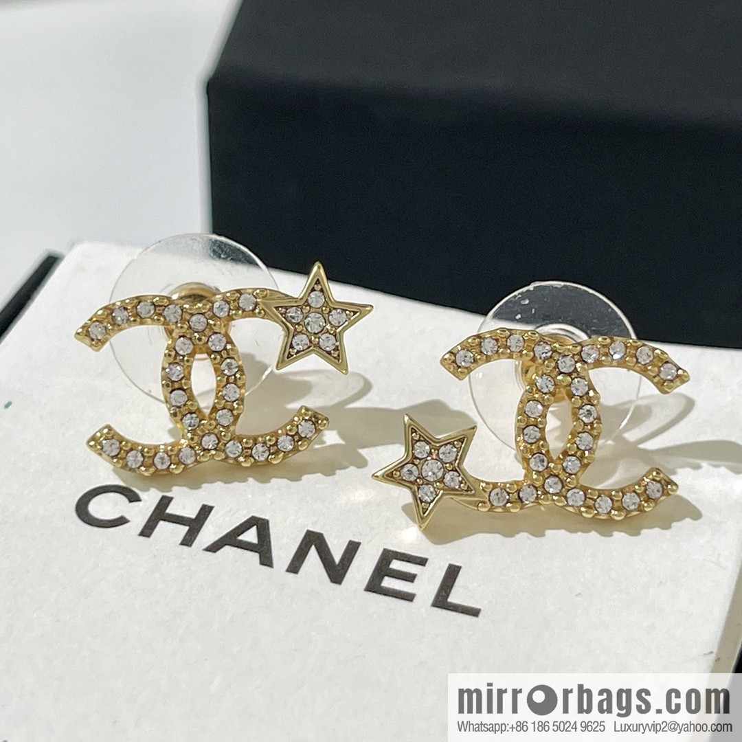 New ☑️ Chanel full diamond double c star stud earrings