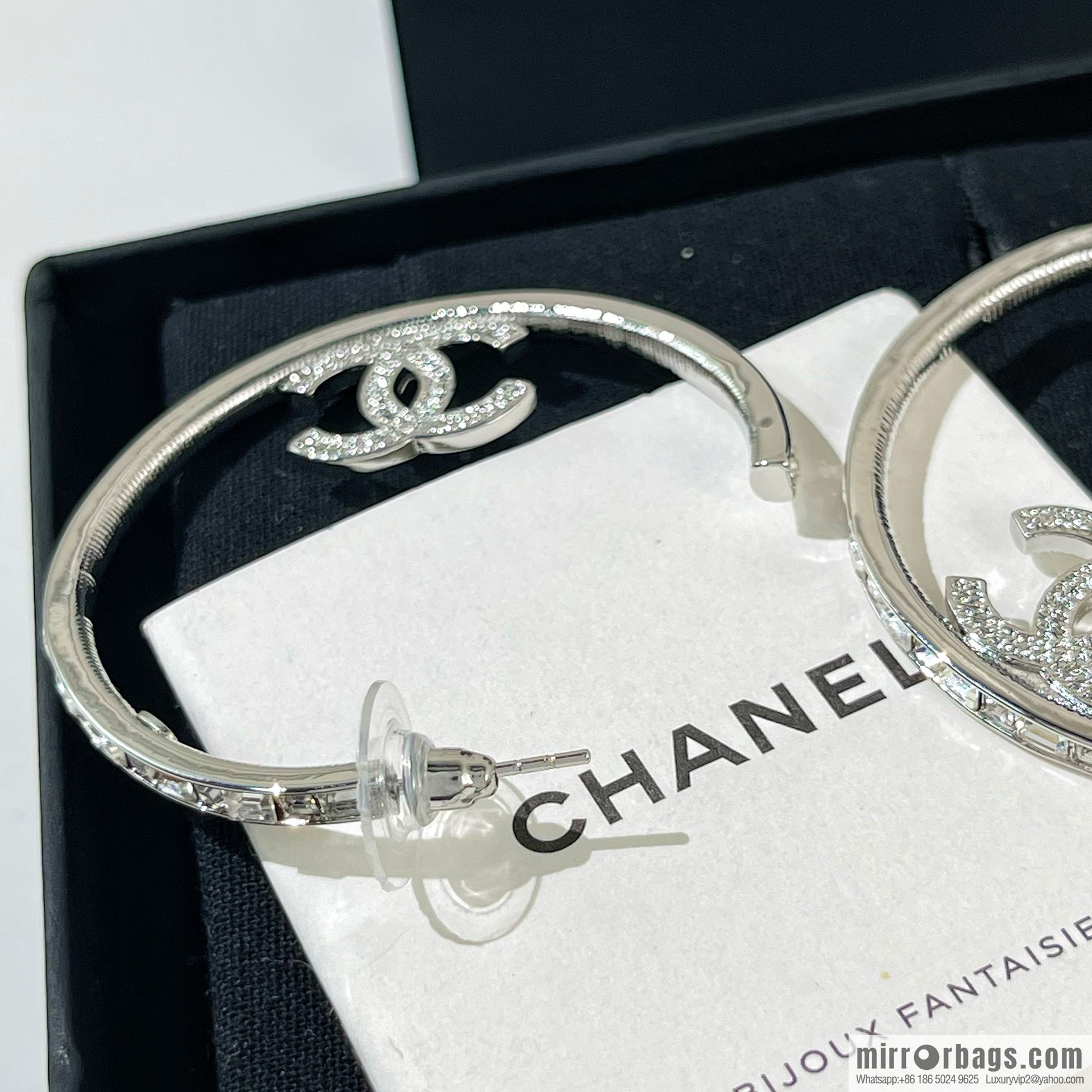 New ☑️ Chanel full diamond double c stud earrings