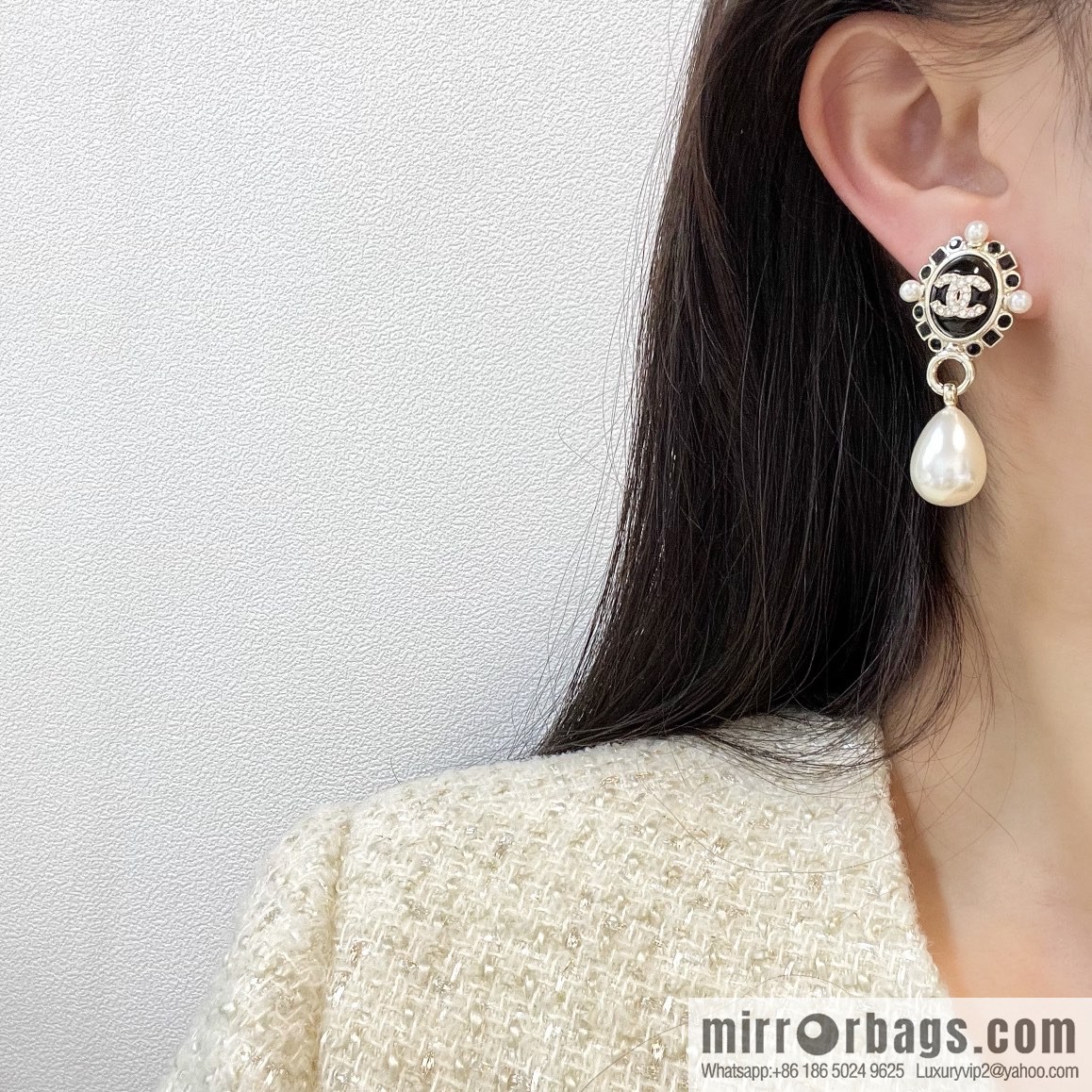 New ☑️ Chanel double c pearl stud earrings
