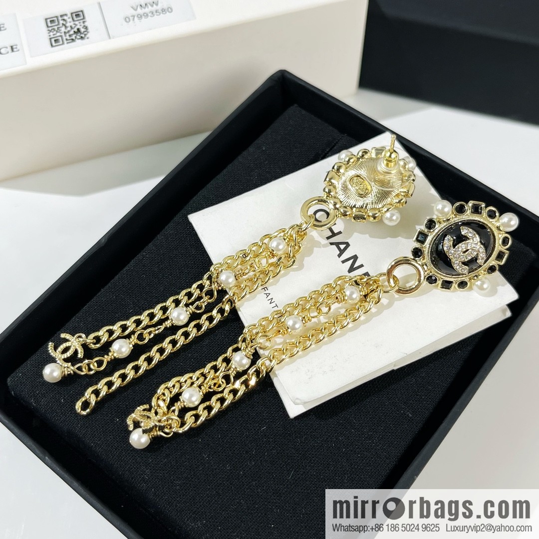 New ☑️ Chanel double c pearl tassel earrings
