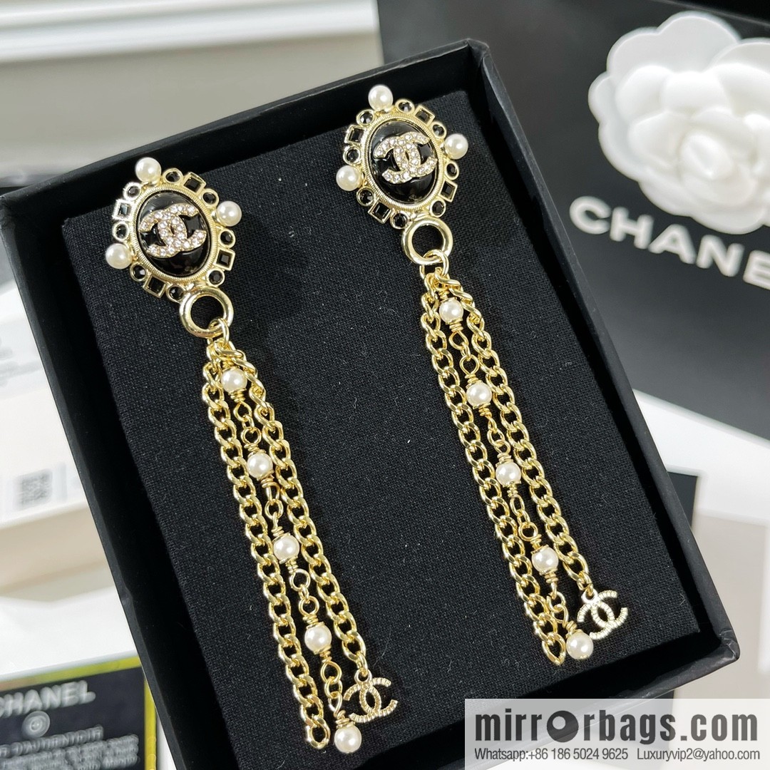 New ☑️ Chanel double c pearl tassel earrings